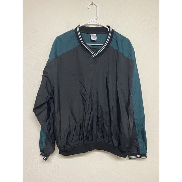 Vintage Jockey Nylon Windbreaker Vneck Pull Over pockets 90s size L athletic - Picture 1 of 7